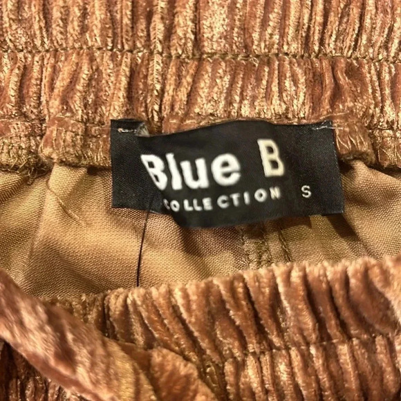 Blue B Pleated Crushed Velvet Pull-On Wide Leg Pants Carmel Small - Picture 5 of 10